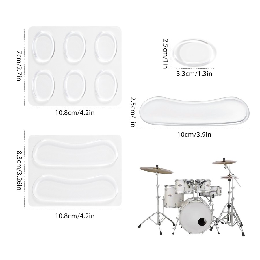 32 Pieces Drum Dampener Gel Pads, Transparent Silicone Drum Silencers for Tone Control, Soft Drum Dampeners for Drums and Cymbals (White) 32 Pieces Drum Dampener Gel Pads, Transparent Silicone Drum Silencers for Tone Control, Soft Drum Dampeners for Drums and Cymbals (White)