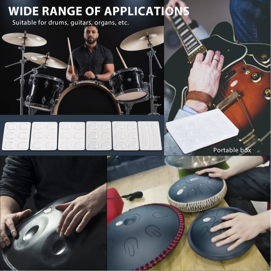 32 Pieces Drum Dampener Gel Pads, Transparent Silicone Drum Silencers for Tone Control, Soft Drum Dampeners for Drums and Cymbals (White) 32 Pieces Drum Dampener Gel Pads, Transparent Silicone Drum Silencers for Tone Control, Soft Drum Dampeners for Drums and Cymbals (White)
