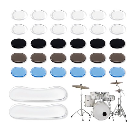 32 Pieces Drum Dampener Gel Pads, Transparent Silicone Drum Silencers for Tone Control, Soft Drum Dampeners for Drums and Cymbals (Colorful)