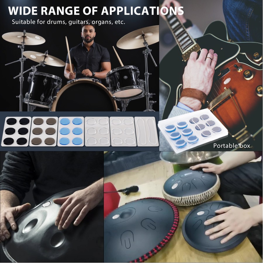 32 Pieces Drum Dampener Gel Pads, Transparent Silicone Drum Silencers for Tone Control, Soft Drum Dampeners for Drums and Cymbals (Colorful) 32 Pieces Drum Dampener Gel Pads, Transparent Silicone Drum Silencers for Tone Control, Soft Drum Dampeners for Drums and Cymbals (Colorful)