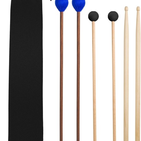 VixxNoxx 3 Pairs Drum Mallets Maple 5A Drum Sticks Marimba Mallets Rubber Xylophone Beaters Wooden Percussion Mallets with Drum Stick Bag