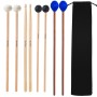 VixxNoxx 4 Pairs Drum Mallets 5A Drumsticks Marimba Mallets Felt Mallets Rubber Xylophone Beaters Wooden Percussion Mallets with Drum Stick Bag