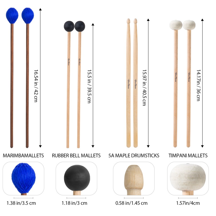 VixxNoxx 4 Pairs Drum Mallets 5A Drumsticks Marimba Mallets Felt Mallets Rubber Xylophone Beaters Wooden Percussion Mallets with Drum Stick Bag VixxNoxx 4 Pairs Drum Mallets 5A Drumsticks Marimba Mallets Felt Mallets Rubber Xylophone Beaters Wooden Percussion Mallets with Drum Stick Bag