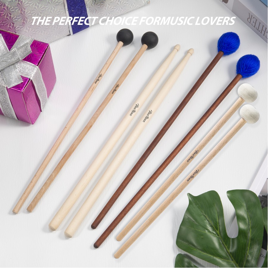VixxNoxx 4 Pairs Drum Mallets 5A Drumsticks Marimba Mallets Felt Mallets Rubber Xylophone Beaters Wooden Percussion Mallets with Drum Stick Bag VixxNoxx 4 Pairs Drum Mallets 5A Drumsticks Marimba Mallets Felt Mallets Rubber Xylophone Beaters Wooden Percussion Mallets with Drum Stick Bag