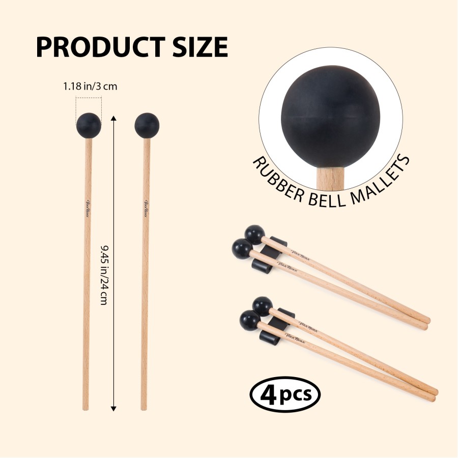 VixxNoxx 4 Pcs Xylophone Mallets 9.45in Rubber Drum Mallets with 2 Pcs Mallets Holder Glockenspiel Mallets Wooden Percussion Mallets VixxNoxx 4 Pcs Xylophone Mallets 9.45in Rubber Drum Mallets with 2 Pcs Mallets Holder Glockenspiel Mallets Wooden Percussion Mallets