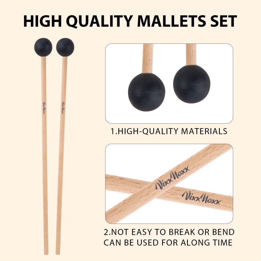 VixxNoxx 4 Pcs Xylophone Mallets 9.45in Rubber Drum Mallets with 2 Pcs Mallets Holder Glockenspiel Mallets Wooden Percussion Mallets VixxNoxx 4 Pcs Xylophone Mallets 9.45in Rubber Drum Mallets with 2 Pcs Mallets Holder Glockenspiel Mallets Wooden Percussion Mallets
