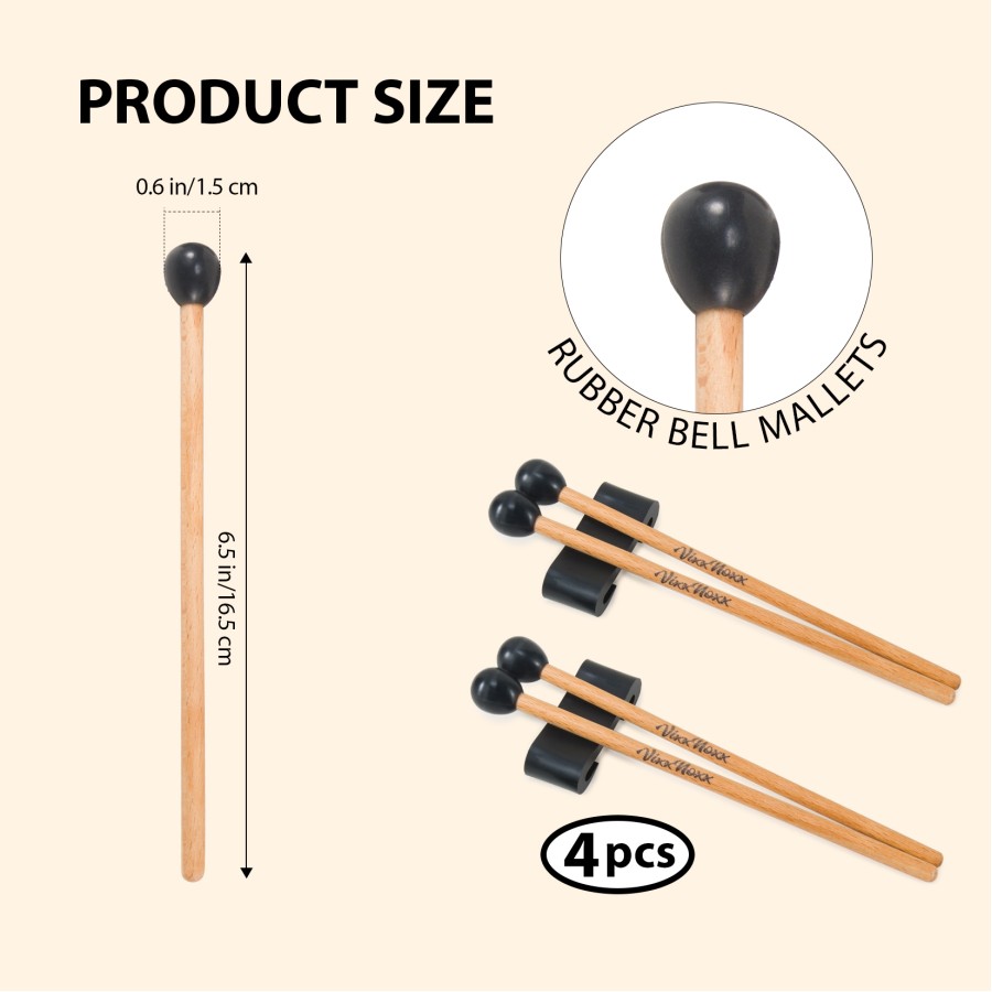 VixxNoxx 4 Pcs Xylophone Mallets 6.5in Rubber Drum Mallets with 2 Pcs Mallets Holder Glockenspiel Mallets Wooden Percussion Mallets VixxNoxx 4 Pcs Xylophone Mallets 6.5in Rubber Drum Mallets with 2 Pcs Mallets Holder Glockenspiel Mallets Wooden Percussion Mallets