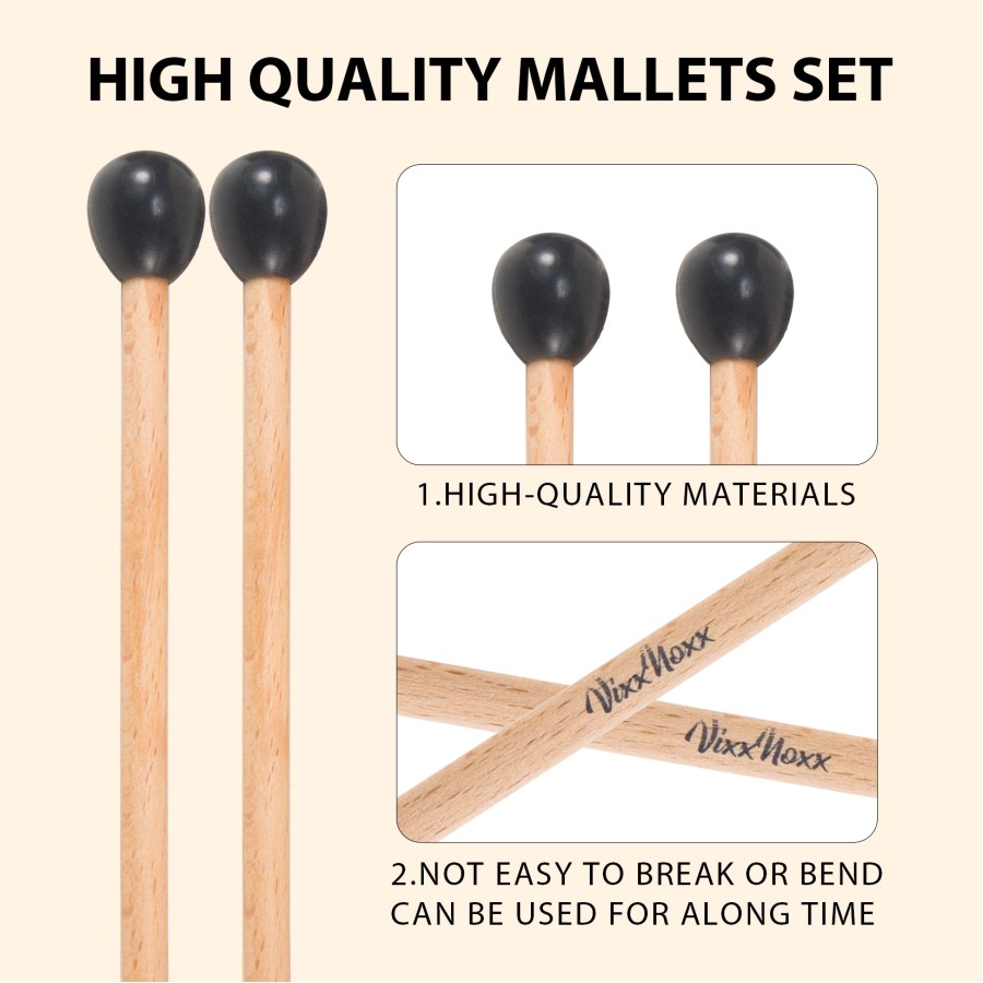 VixxNoxx 4 Pcs Xylophone Mallets 6.5in Rubber Drum Mallets with 2 Pcs Mallets Holder Glockenspiel Mallets Wooden Percussion Mallets VixxNoxx 4 Pcs Xylophone Mallets 6.5in Rubber Drum Mallets with 2 Pcs Mallets Holder Glockenspiel Mallets Wooden Percussion Mallets