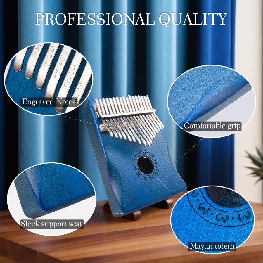 Kalimba Thumb Piano 17 Keys, Finger Piano Mbira Portable Music Instruments for Adults Beginners (Blue) Kalimba Thumb Piano 17 Keys, Finger Piano Mbira Portable Music Instruments for Adults Beginners (Blue)