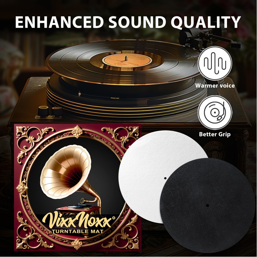 2pcs 12 Inch Vinyl Record Player Felt Mats – Anti-Static Turntable Slipmat, Shock Absorbing and Protective Pad for LP Phonograph Turntables, Improves Audio Performance 2pcs 12 Inch Vinyl Record Player Felt Mats – Anti-Static Turntable Slipmat, Shock Absorbing and Protective Pad for LP Phonograph Turntables, Improves Audio Performance