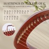 Lyre Harp, 16 Metal Strings,Whole Mahogany Body Made Without Splices, Easy to Carry Instrument, With Spare Strings, Bag,Picks, Tuning Lever, Music Manual Lyre Harp, 16 Metal Strings,Whole Mahogany Body Made Without Splices, Easy to Carry Instrument, With Spare Strings, Bag,Picks, Tuning Lever, Music Manual