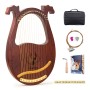 Lyre Harp, 16 Strings Mahogany Acoustic Harp with Extra Strings, Picks, Tuning Lever, Black Gig Bag, Beginner's Manual for Lyre