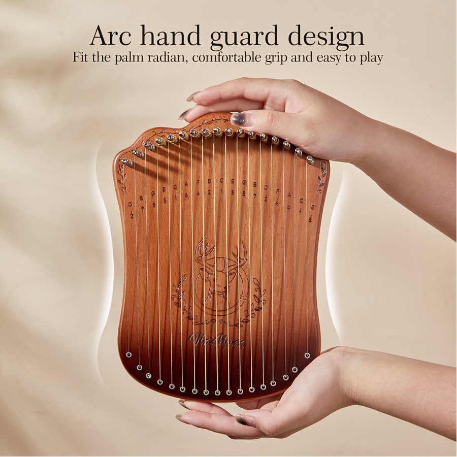 Lyre Harp, 17-String Solid Zelkova Lyra Harp Kit, Stringed Musical Instruments with Tuning Wrench Bag Instructions Extra Strings for Beginners Adults Lyre Harp, 17-String Solid Zelkova Lyra Harp Kit, Stringed Musical Instruments with Tuning Wrench Bag Instructions Extra Strings for Beginners Adults