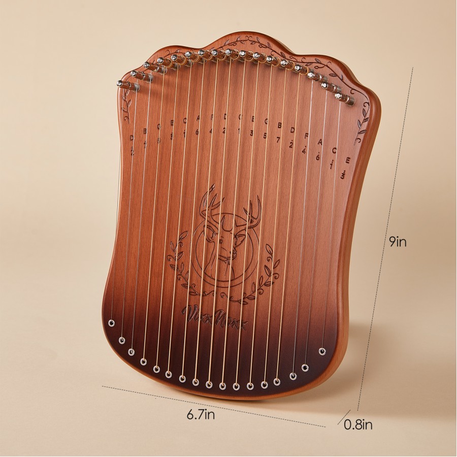 Lyre Harp, 17-String Solid Zelkova Lyra Harp Kit, Stringed Musical Instruments with Tuning Wrench Bag Instructions Extra Strings for Beginners Adults Lyre Harp, 17-String Solid Zelkova Lyra Harp Kit, Stringed Musical Instruments with Tuning Wrench Bag Instructions Extra Strings for Beginners Adults