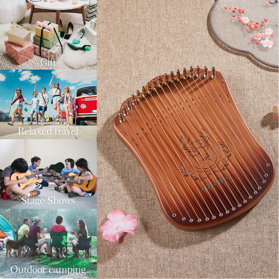 Lyre Harp, 17-String Solid Zelkova Lyra Harp Kit, Stringed Musical Instruments with Tuning Wrench Bag Instructions Extra Strings for Beginners Adults Lyre Harp, 17-String Solid Zelkova Lyra Harp Kit, Stringed Musical Instruments with Tuning Wrench Bag Instructions Extra Strings for Beginners Adults