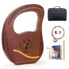 Lyre Harp, 19-String Mahogany Lyra Harp Kit, Stringed Musical Instruments with Tuning Wrench Bag Instructions Extra Strings for Beginners Adults Lyre Harp, 19-String Mahogany Lyra Harp Kit, Stringed Musical Instruments with Tuning Wrench Bag Instructions Extra Strings for Beginners Adults