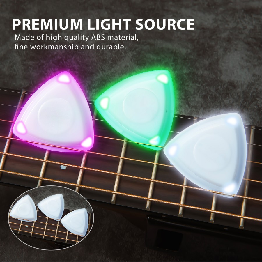 LED Glowing Guitar Picks, 3 Pcs Luminous Light Up Plectrums with Decorative Rope for DIY Craft, Durable and Medium Thickness Guitar Picks for Acoustic Guitar and Ukulele (Green, White, Red) LED Glowing Guitar Picks, 3 Pcs Luminous Light Up Plectrums with Decorative Rope for DIY Craft, Durable and Medium Thickness Guitar Picks for Acoustic Guitar and Ukulele (Green, White, Red)