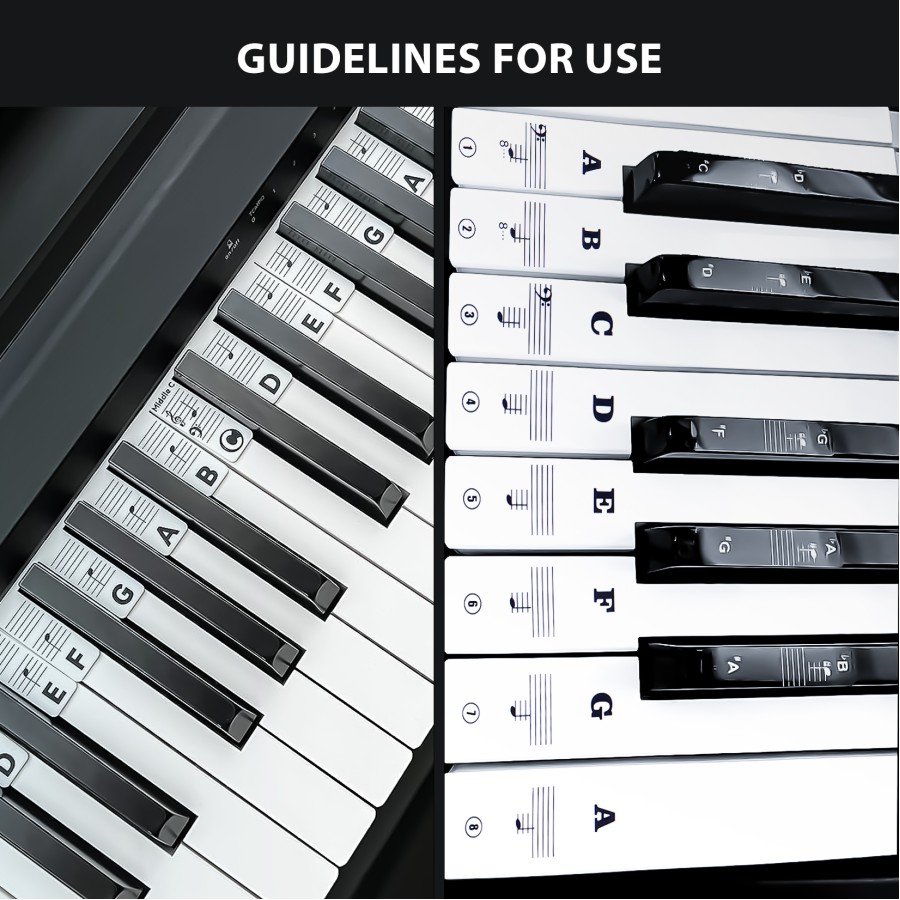 Reusable Piano Keyboard Stickers, Full Size Keyboard for 88/76/61/54/49/37 Keys, Removable Silicone Piano Key Stickers for Beginners, Piano Note Labels with Storage Box (Black) Reusable Piano Keyboard Stickers, Full Size Keyboard for 88/76/61/54/49/37 Keys, Removable Silicone Piano Key Stickers for Beginners, Piano Note Labels with Storage Box (Black)