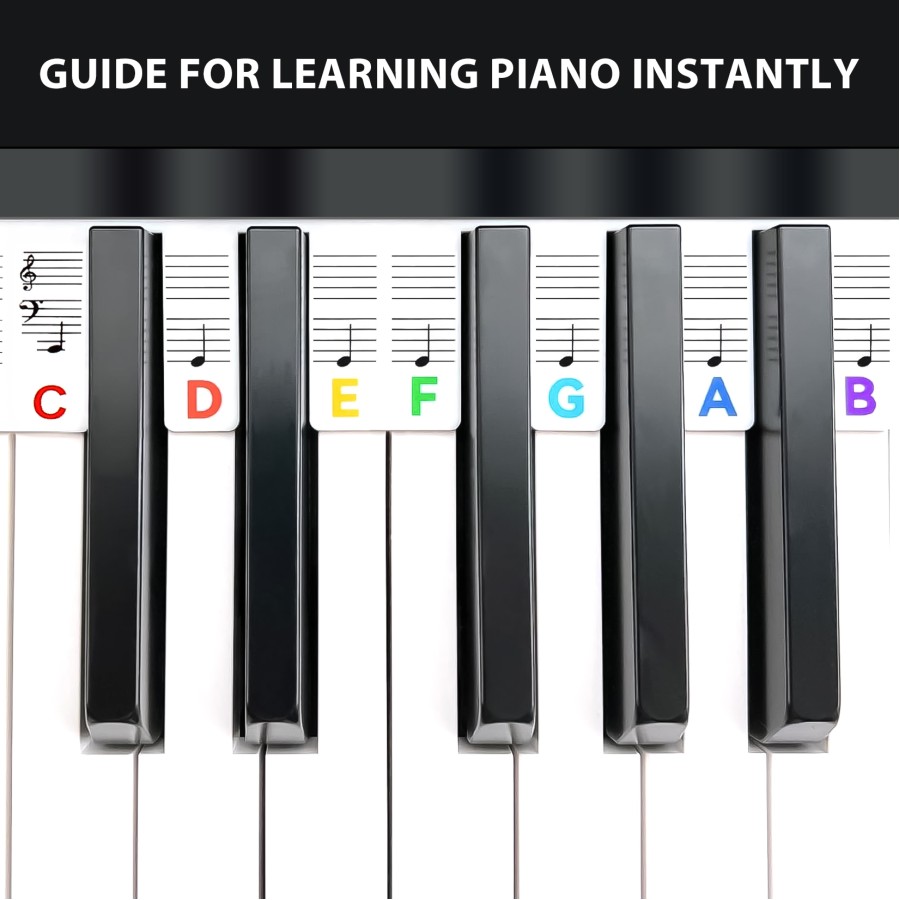 Reusable Piano Keyboard Stickers, Full Size Keyboard for 88/76/61/54/49/37 Keys, Removable Silicone Piano Key Stickers for Beginners, Piano Note Labels with Storage Box (Colorful) Reusable Piano Keyboard Stickers, Full Size Keyboard for 88/76/61/54/49/37 Keys, Removable Silicone Piano Key Stickers for Beginners, Piano Note Labels with Storage Box (Colorful)