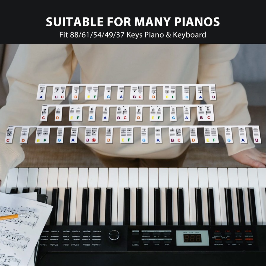 Reusable Piano Keyboard Stickers, Full Size Keyboard for 88/76/61/54/49/37 Keys, Removable Silicone Piano Key Stickers for Beginners, Piano Note Labels with Storage Box (Colorful) Reusable Piano Keyboard Stickers, Full Size Keyboard for 88/76/61/54/49/37 Keys, Removable Silicone Piano Key Stickers for Beginners, Piano Note Labels with Storage Box (Colorful)