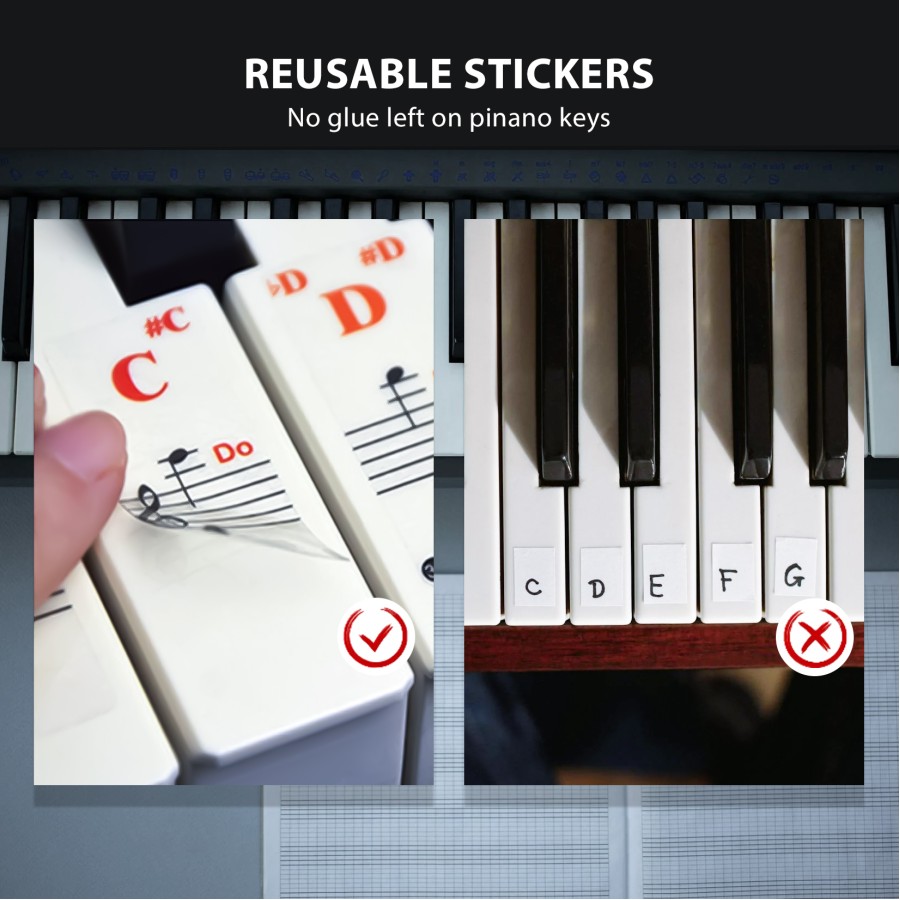 Reusable Piano Keyboard Stickers, Full Size Keyboard for 88/76/61/54/49/37 Keys, Removable Silicone Piano Key Stickers for Beginners, Piano Note Labels with Storage Box (Colorful) Reusable Piano Keyboard Stickers, Full Size Keyboard for 88/76/61/54/49/37 Keys, Removable Silicone Piano Key Stickers for Beginners, Piano Note Labels with Storage Box (Colorful)