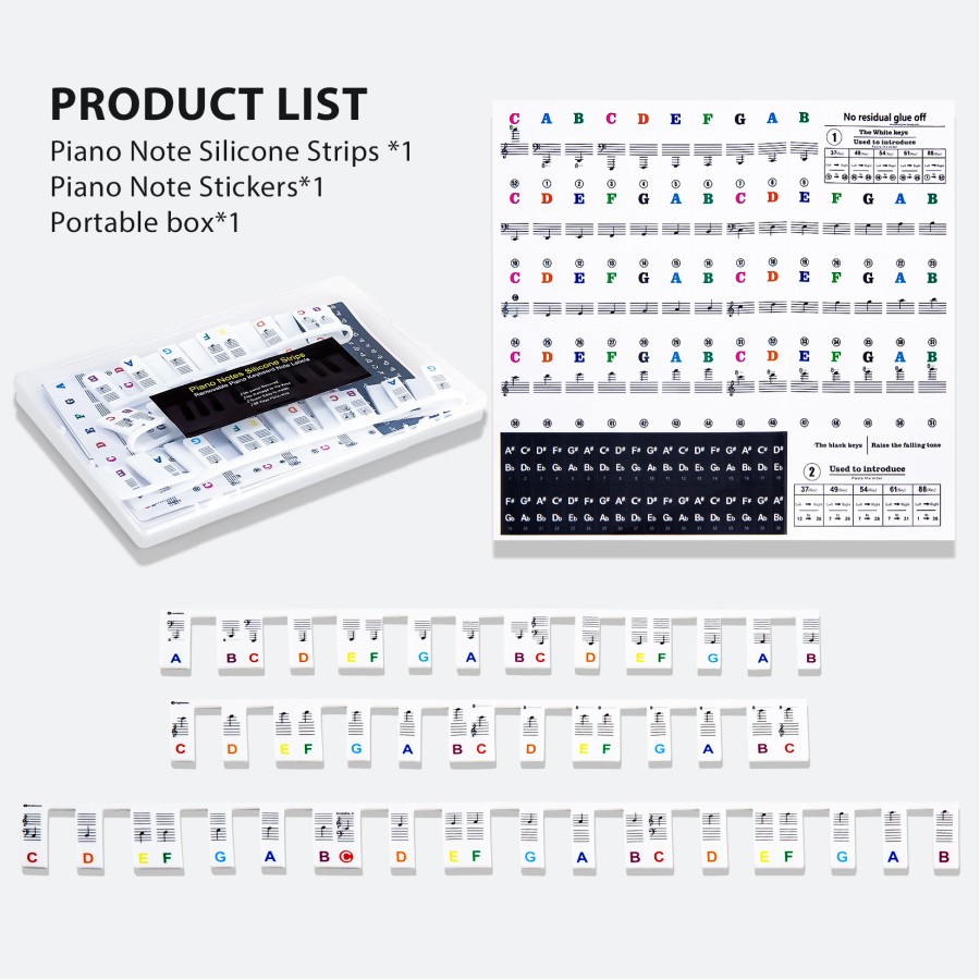 Reusable Piano Keyboard Stickers, Full Size Keyboard for 88/76/61/54/49/37 Keys, Removable Silicone Piano Key Stickers for Beginners, Piano Note Labels with Storage Box (Colorful) Reusable Piano Keyboard Stickers, Full Size Keyboard for 88/76/61/54/49/37 Keys, Removable Silicone Piano Key Stickers for Beginners, Piano Note Labels with Storage Box (Colorful)