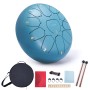 Steel Tongue Drum, 10 Inch 11 Note Rain Drum for Outside Garden, Chakra Tank Drum Rain Chime, Handpan C Key Musical Percussion Instrument Kit with Bag Mallets (Moss Blue)