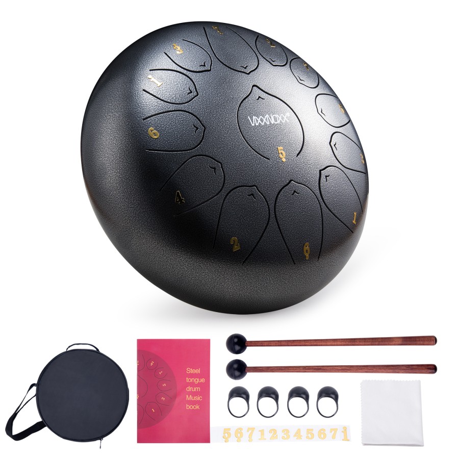 Steel Tongue Drum, 12 Inch 13 Note Rain Drum for Outside Garden, Chakra Tank Drum Rain Chime, Handpan C Key Musical Percussion Instrument Kit with Bag Mallets (Sliver Grey) Steel Tongue Drum, 12 Inch 13 Note Rain Drum for Outside Garden, Chakra Tank Drum Rain Chime, Handpan C Key Musical Percussion Instrument Kit with Bag Mallets (Sliver Grey)