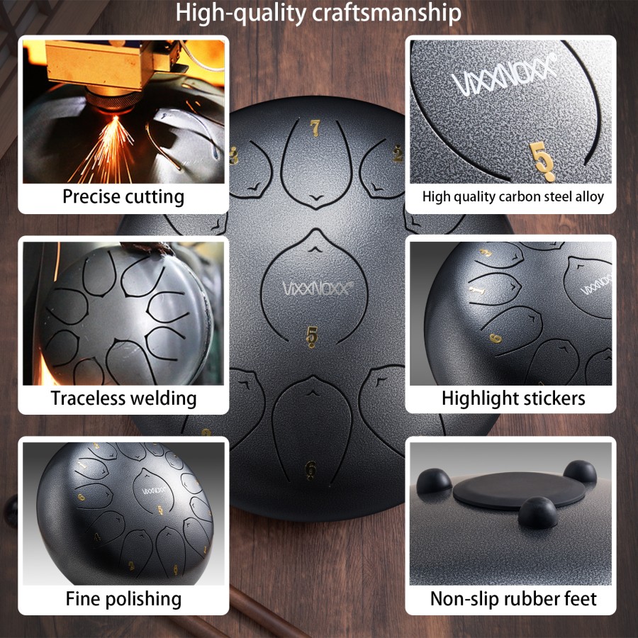 Steel Tongue Drum, 12 Inch 13 Note Rain Drum for Outside Garden, Chakra Tank Drum Rain Chime, Handpan C Key Musical Percussion Instrument Kit with Bag Mallets (Sliver Grey) Steel Tongue Drum, 12 Inch 13 Note Rain Drum for Outside Garden, Chakra Tank Drum Rain Chime, Handpan C Key Musical Percussion Instrument Kit with Bag Mallets (Sliver Grey)