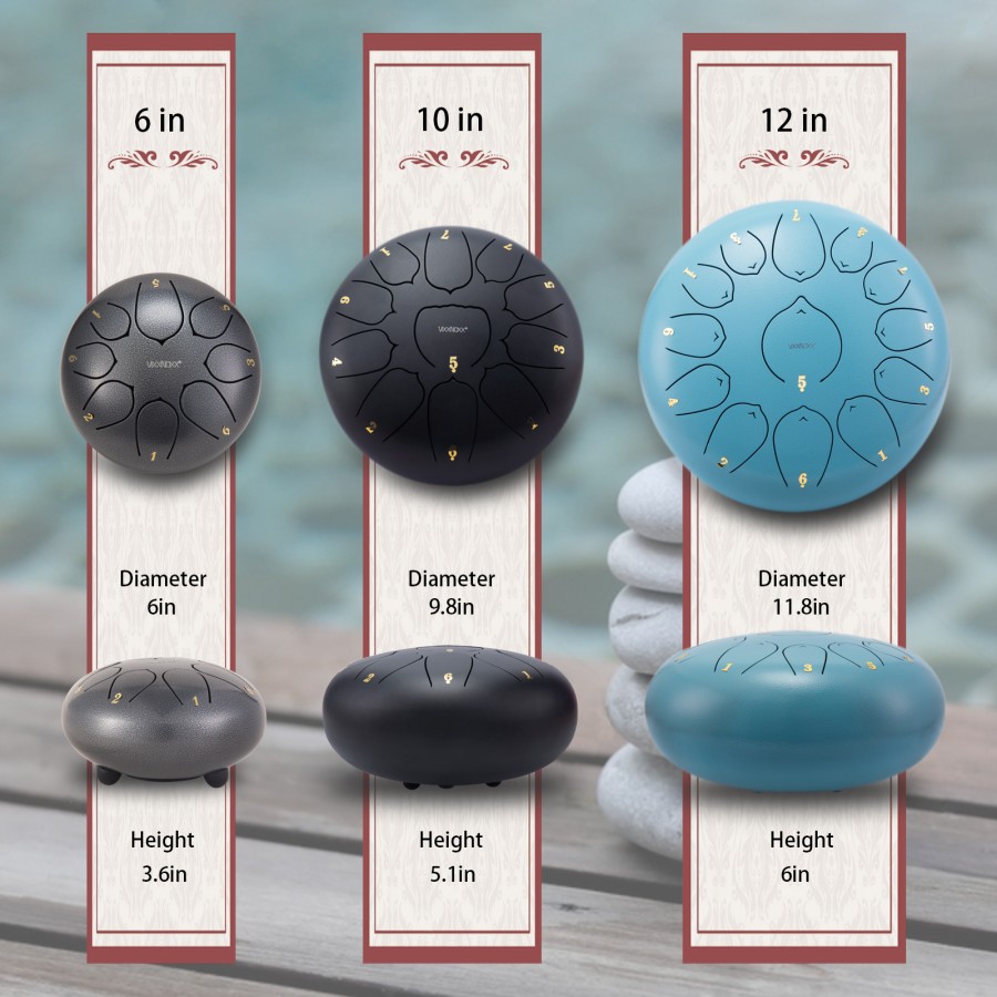 Steel Tongue Drum, 12 Inch 13 Note Rain Drum for Outside Garden, Chakra Tank Drum Rain Chime, Handpan C Key Musical Percussion Instrument Kit with Bag Mallets (Black) Steel Tongue Drum, 12 Inch 13 Note Rain Drum for Outside Garden, Chakra Tank Drum Rain Chime, Handpan C Key Musical Percussion Instrument Kit with Bag Mallets (Black)