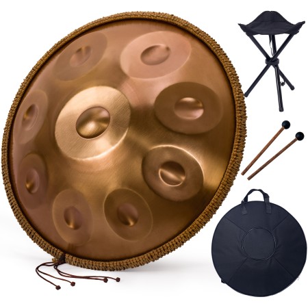 Handpan Drum in D Minor 22 inches 9 Notes 440HZ Steel Drum Percussion Musical Instruments Hand Drum Kit with Bag Mallets Stand