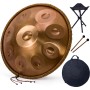 Handpan Drum in D Minor 22 inches 9 Notes 440HZ Steel Drum Percussion Musical Instruments Hand Drum Kit with Bag Mallets Stand