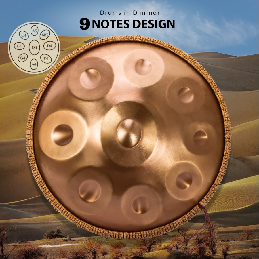 Handpan Drum in D Minor 22 inches 9 Notes 440HZ Steel Drum Percussion Musical Instruments Hand Drum Kit with Bag Mallets Stand Handpan Drum in D Minor 22 inches 9 Notes 440HZ Steel Drum Percussion Musical Instruments Hand Drum Kit with Bag Mallets Stand