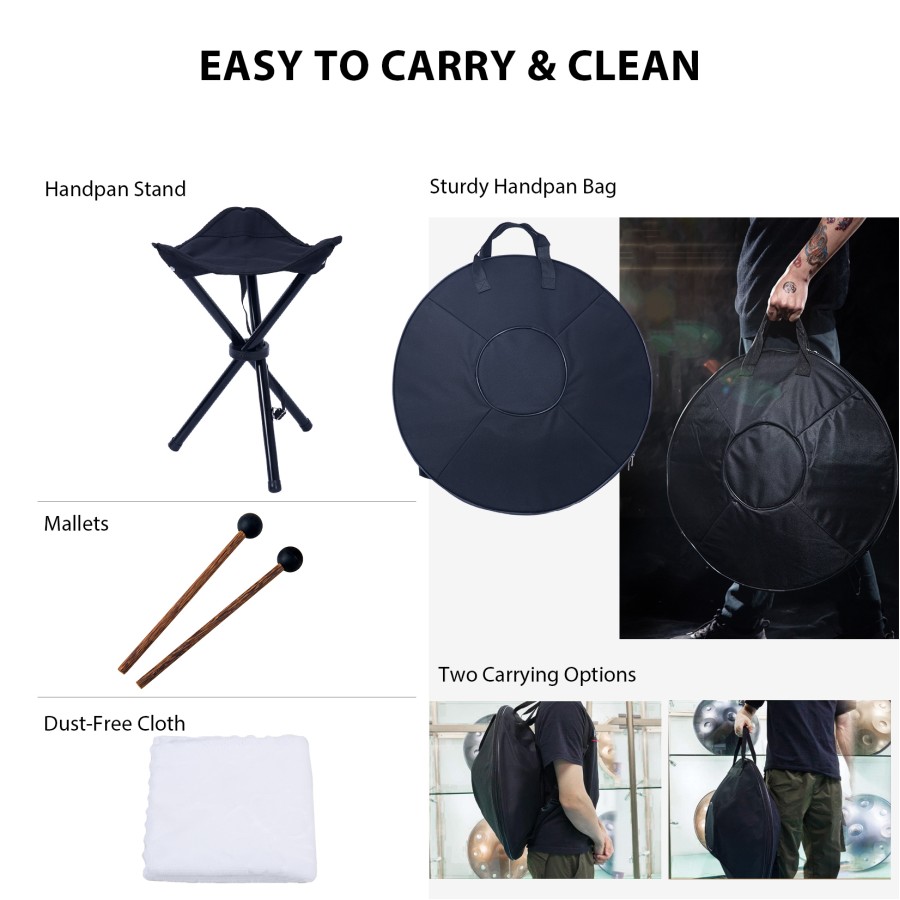 Handpan Drum in D Minor 22 inches 9 Notes 440HZ Steel Drum Percussion Musical Instruments Hand Drum Kit with Bag Mallets Stand Handpan Drum in D Minor 22 inches 9 Notes 440HZ Steel Drum Percussion Musical Instruments Hand Drum Kit with Bag Mallets Stand