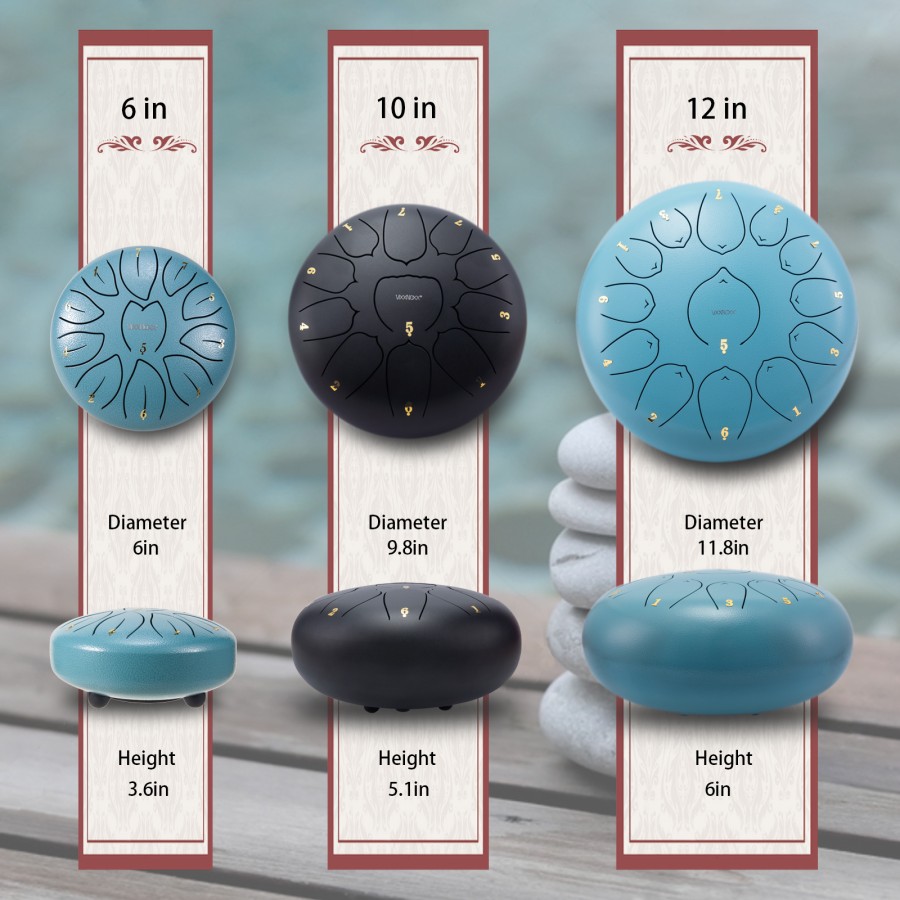 Steel Tongue Drum, 6 Inch 11 Note Rain Drum for Outside Garden, Chakra Tank Drum Rain Chime, Handpan C Key Musical Percussion Instrument Kit with Bag Mallets (Moss Blue) Steel Tongue Drum, 6 Inch 11 Note Rain Drum for Outside Garden, Chakra Tank Drum Rain Chime, Handpan C Key Musical Percussion Instrument Kit with Bag Mallets (Moss Blue)