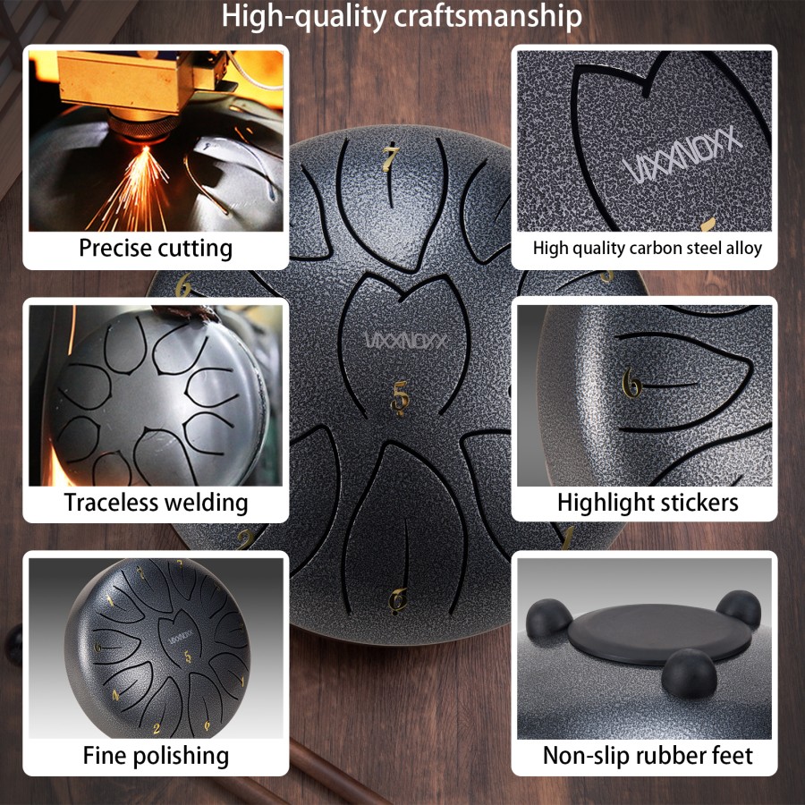 Steel Tongue Drum, 6 Inch 11 Note Rain Drum for Outside Garden, Chakra Tank Drum Rain Chime, Handpan C Key Musical Percussion Instrument Kit with Bag Mallets (Sliver Grey) Steel Tongue Drum, 6 Inch 11 Note Rain Drum for Outside Garden, Chakra Tank Drum Rain Chime, Handpan C Key Musical Percussion Instrument Kit with Bag Mallets (Sliver Grey)