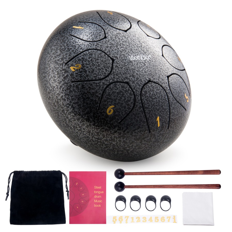 Steel Tongue Drum, 6 Inch 8 Note Rain Drum for Outside Garden, Chakra Tank Drum Rain Chime, Handpan C Key Musical Percussion Instrument Kit with Bag Mallets (Sliver Grey) Steel Tongue Drum, 6 Inch 8 Note Rain Drum for Outside Garden, Chakra Tank Drum Rain Chime, Handpan C Key Musical Percussion Instrument Kit with Bag Mallets (Sliver Grey)