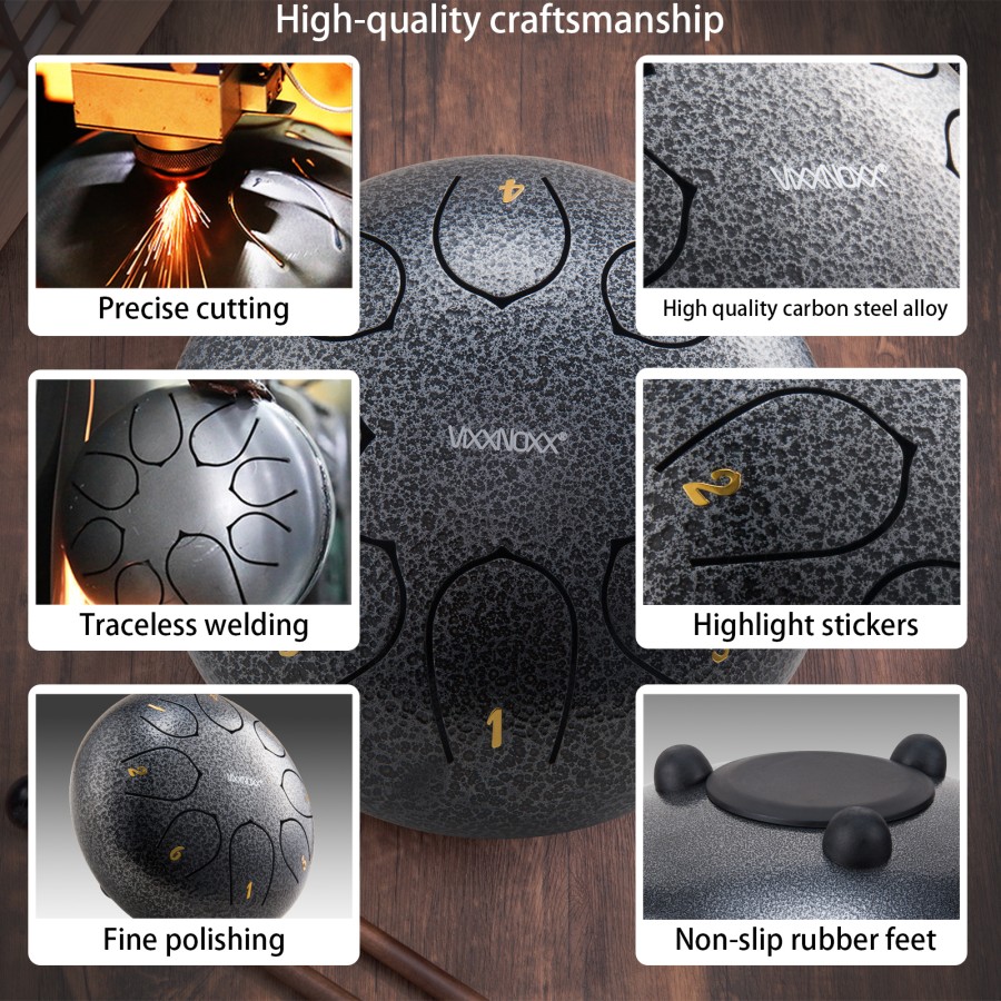 Steel Tongue Drum, 6 Inch 8 Note Rain Drum for Outside Garden, Chakra Tank Drum Rain Chime, Handpan C Key Musical Percussion Instrument Kit with Bag Mallets (Sliver Grey) Steel Tongue Drum, 6 Inch 8 Note Rain Drum for Outside Garden, Chakra Tank Drum Rain Chime, Handpan C Key Musical Percussion Instrument Kit with Bag Mallets (Sliver Grey)