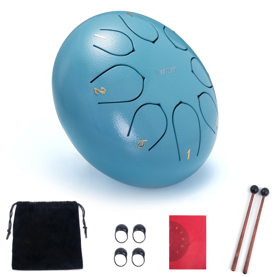 Steel Tongue Drum, 6 Inch 8 Note Rain Drum for Outside Garden, Chakra Tank Drum Rain Chime, Handpan C Key Musical Percussion Instrument Kit with Bag Mallets (Moss Blue) Steel Tongue Drum, 6 Inch 8 Note Rain Drum for Outside Garden, Chakra Tank Drum Rain Chime, Handpan C Key Musical Percussion Instrument Kit with Bag Mallets (Moss Blue)